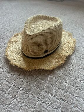 Maison Michael Natural Straw Sun Hat with navy/black Band